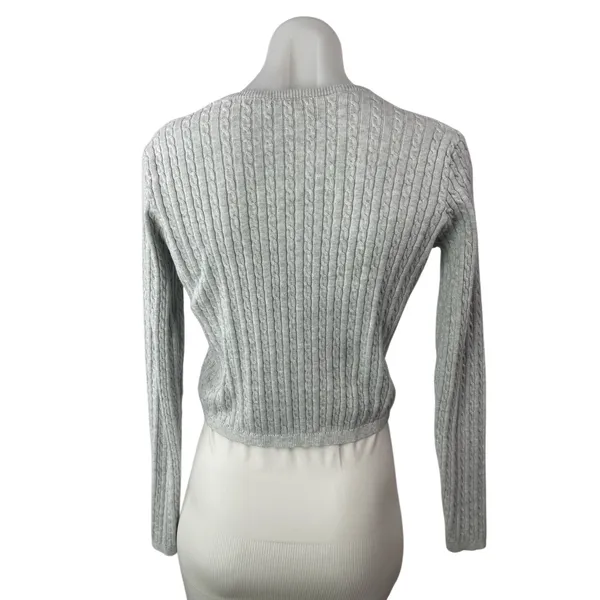 Brandy Melville Gray Ribbed Knit Long Sleeve Button Up Cardigan Sweater Size S/M - Image 2