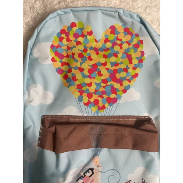 Loungefly Disney Pixar Up Carl & Ellie Canvas Backpack Light Blue Brown NEW - Image 8