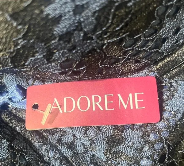 Adore Me Bra Sz 36DD Pacchi Black/Blue Lace Bralette Feminine Sexy Fairy - Image 5