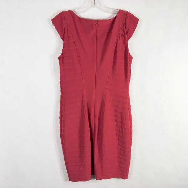 Adrianna Papell Size 6 Dress Red Sheath Cap Sleeve‎ Mini Ruffle Cocktail 1096 - Image 2