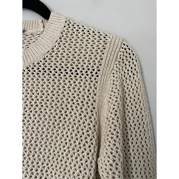 Everlane Mesh Soft Cotton Crew Sweater in Praline Cream Women's sz XS Minimalist - Image 9