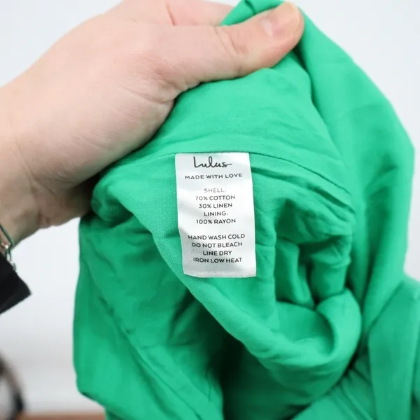 Lulus Sunshine Aura Strapless Jumpsuit Womens XL Green Lined Linen Tie-Front - Image 3