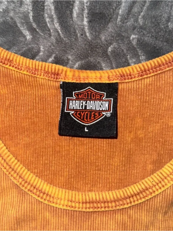 Vintage 2003 Harley-Davidson Acid Wash Flame Tank Top - Image 5