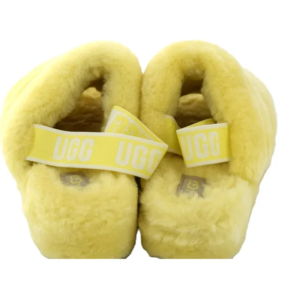 UGG Fluff Yeah Slide Women 10 Yellow Excellent Sheepskin Fuzzy Slingback - Image 4