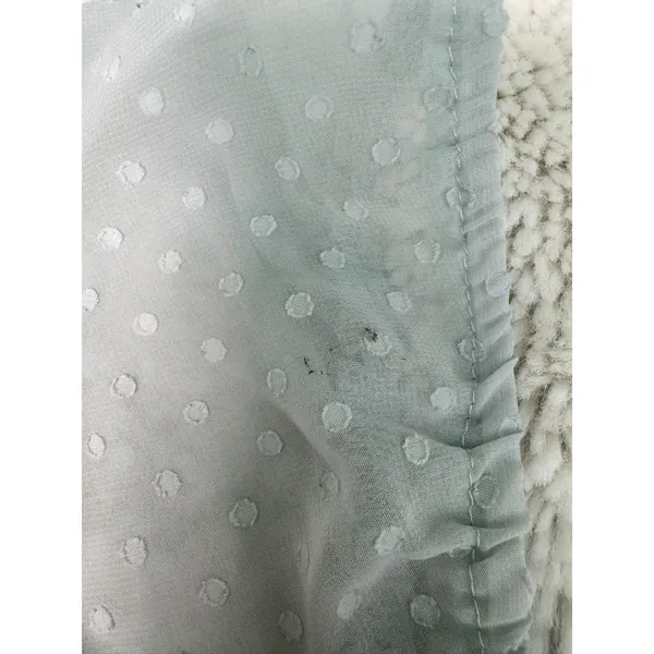 Blue Rain Francesca’s Swiss Dot Ruffle Mini Dress M Light Blue Puff Sleeve - Image 4