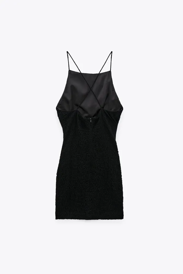 ZARA textured draped little black mini dress - Image 5
