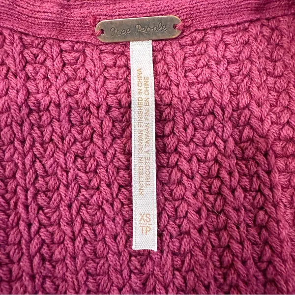 Free People Nightingale Open Front Knit Cardigan Sweater Women’s XS Magenta Pink - Image 4