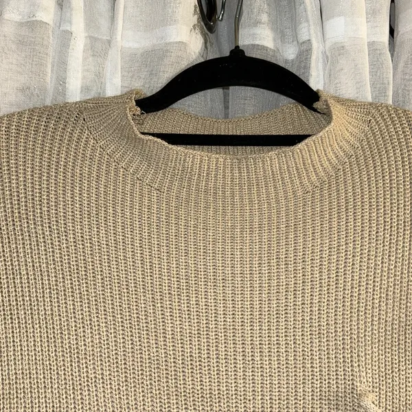 Beige Mock Turtleneck Size M Crop Sweater Tan Size M - Image 2