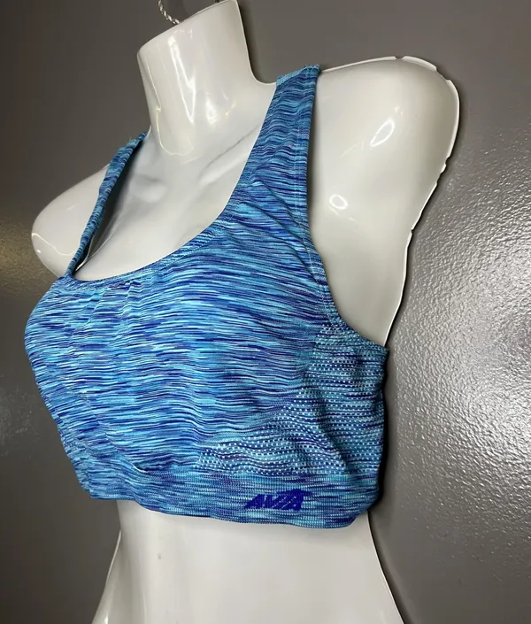 Avia Sports Bra Womens Large Blue Racerback Seamless Ventilated Stretch - Image 3