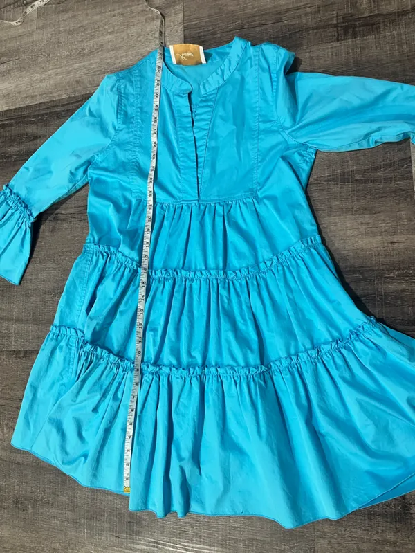 KASIA RESORT Anthropologie Mini Tiered Long Sleeve Dress - Image 6