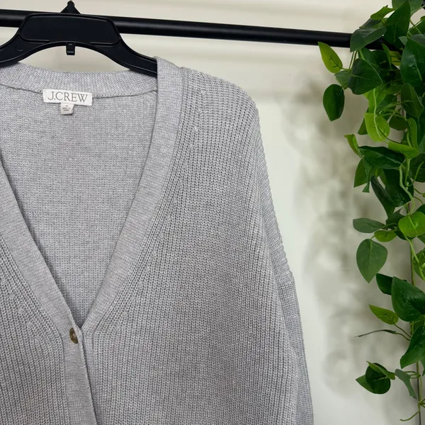 J. Crew V-neck Cotton Cashmere Blend Cardigan Sweater Heather Dove Medium BS950 - Image 9