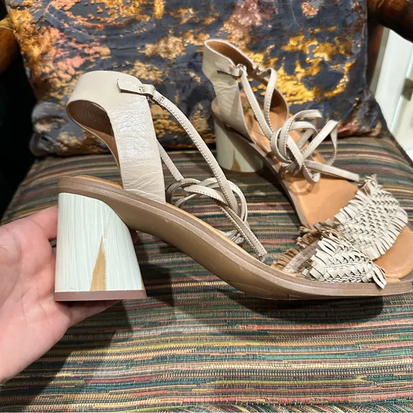 Franco Sarto Rina Leather Fringed Ankle-Tie Sandals size 8.5 - Image 4