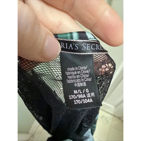 Victoria's Secret Green Black Robe Bustier 2 PC Set Bling Lace Sexy 34D M/L - Image 12