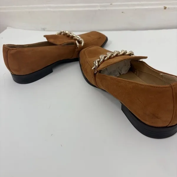 Nine West Oriah Loafer Women's Size 7M Chestnut Square Toe Slip On Chain Career - Image 6
