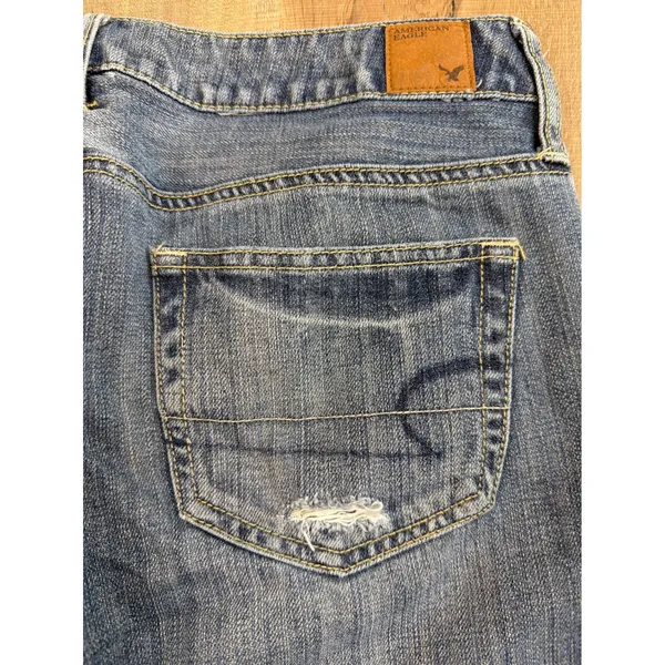 American Eagle Boy Fit Jeans Womens 4 Regular Blue Distressed Low Rise Y2K 2010 - Image 5