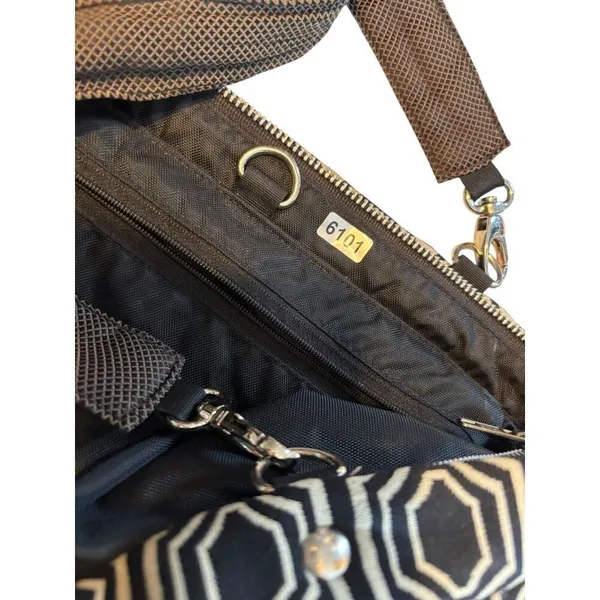 Geometric Patterned Tote Bag With Adjustable Straps & Zipper Closure Black - Image 9