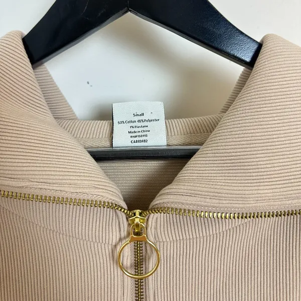 VARLEY Vine Ottoman Half Zip Pullover in Beige Size Small - Image 7