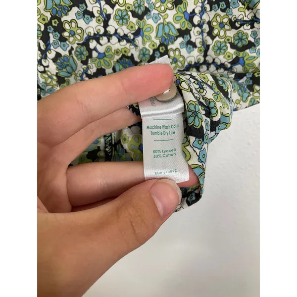 Marine Layer Floral V-Neck Short Sleeve Blouse Green Blue‎ Small 15387 - Image 5