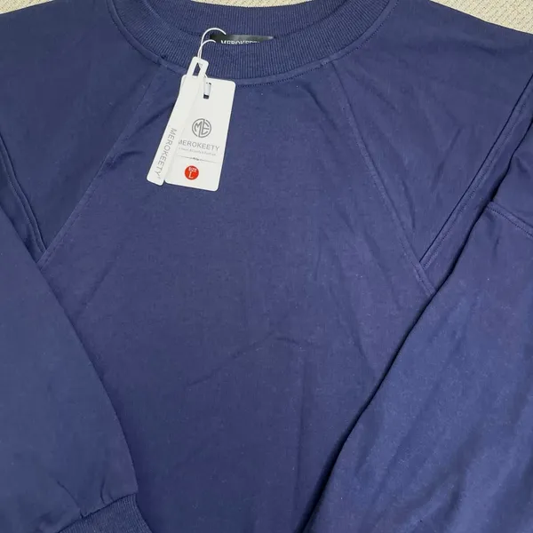 MEROKEETY Crewneck Sweatshirt Long Sleeve Pullover Casual Cozy Top Size L NWT - Image 3