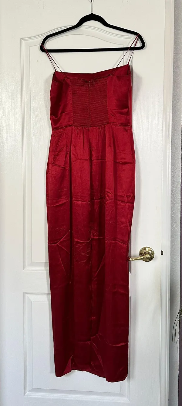 Reformation Frankie Silk Rosette Dress - Image 2