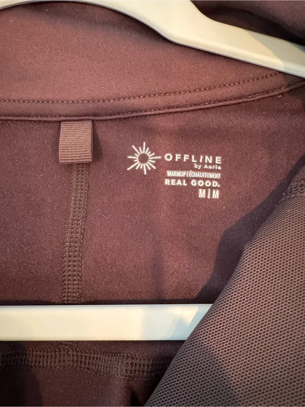 OFFLINE By Aerie Warm Up Quarter Zip Cropped Sweatshirt Brown M - Image 7