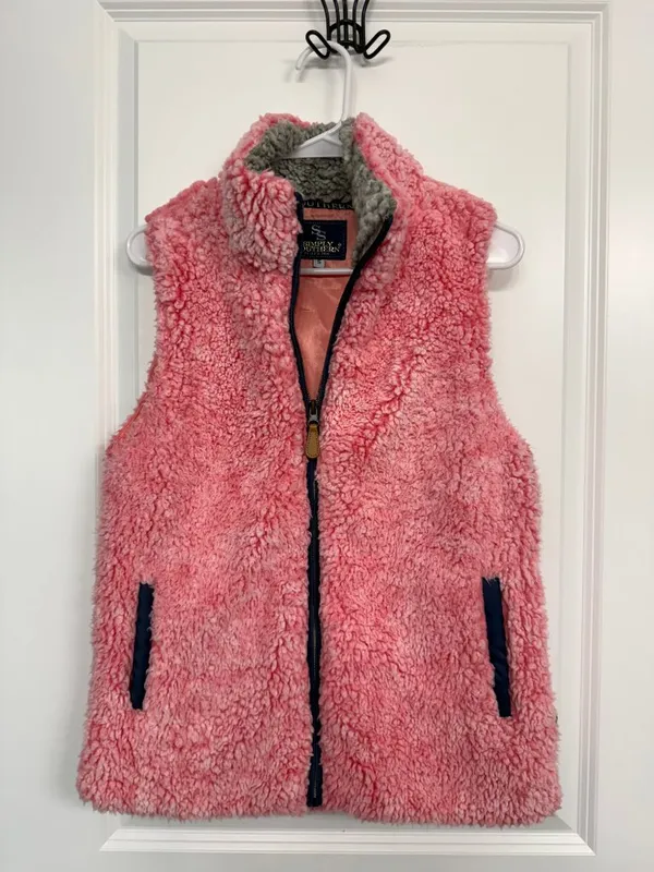 Simply Southern Pink Sherpa Full-Zip Vest Size S - Image 3
