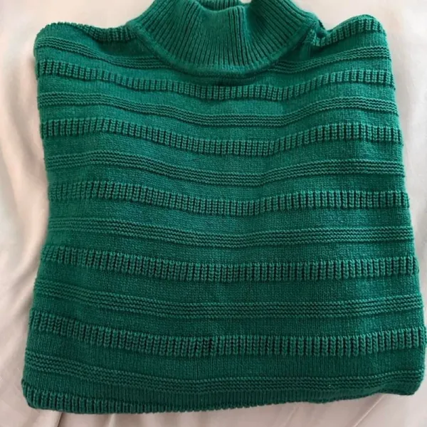 LOFT Green Ribbed Knit Mock Neck Sweater - Image 2