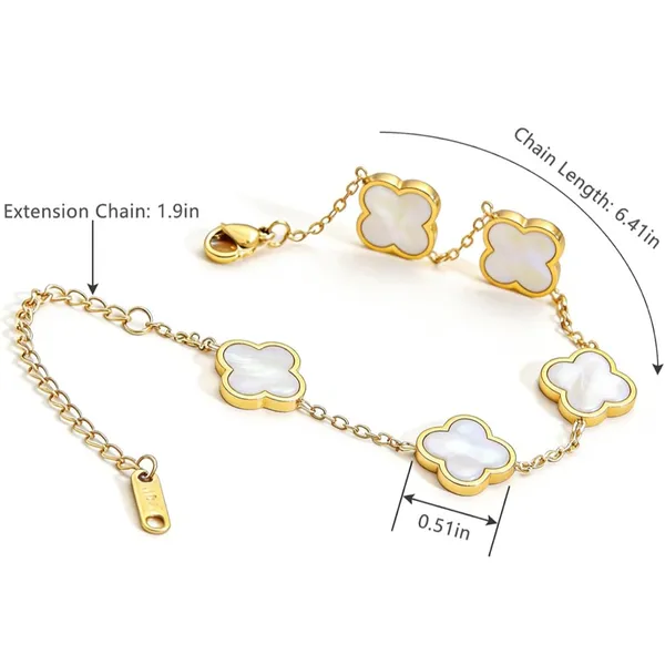 Gold-Plated Four Leaf Clover Bracelet Adjustable lucky Bracelet Jewelry - Image 2