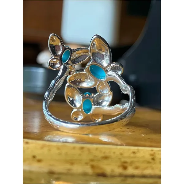 Genuine Sleeping Beauty Turquoise Butterfly Ring Size 9 - Image 4