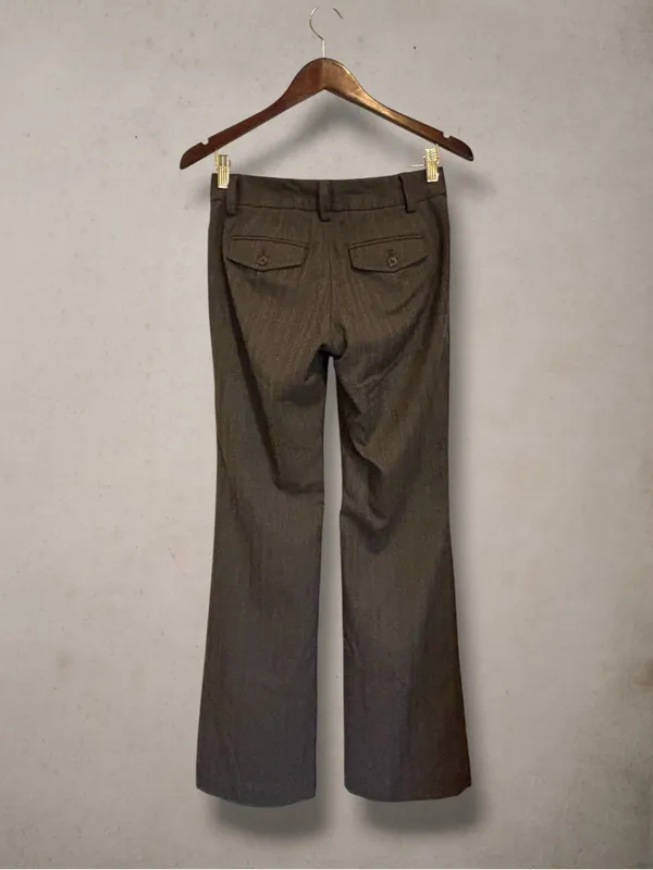 GAP Career Pinstripe Trousers Brown Curvy Fit Stretch Size 1 Regular - Image 2