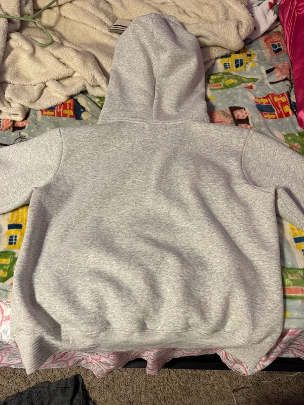 PARKE Hoodie heather grey with red lettering - Image 3