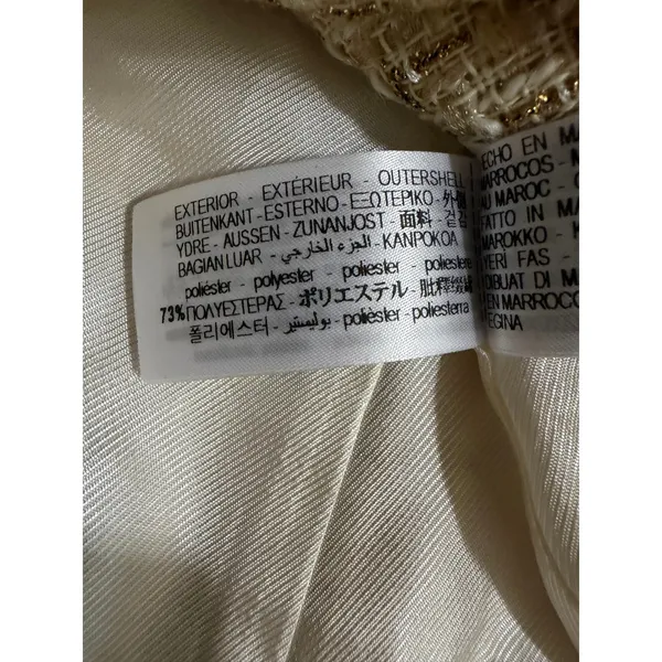 Zara Tweed Vest Women Medium Gold Metallic Belted Longline Sleeveless Jacket NEW - Image 6