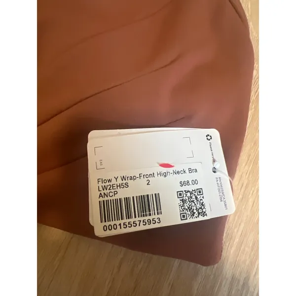NWT Lululemon Flow Y Wrap-Front high-neck bra - Brown Size 2 - Image 2