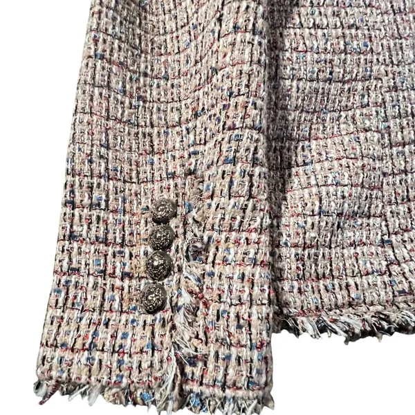 White House Black Market Studio Blazer Women‎ 14 Multi Color Tweed Fringe Trim - Image 8