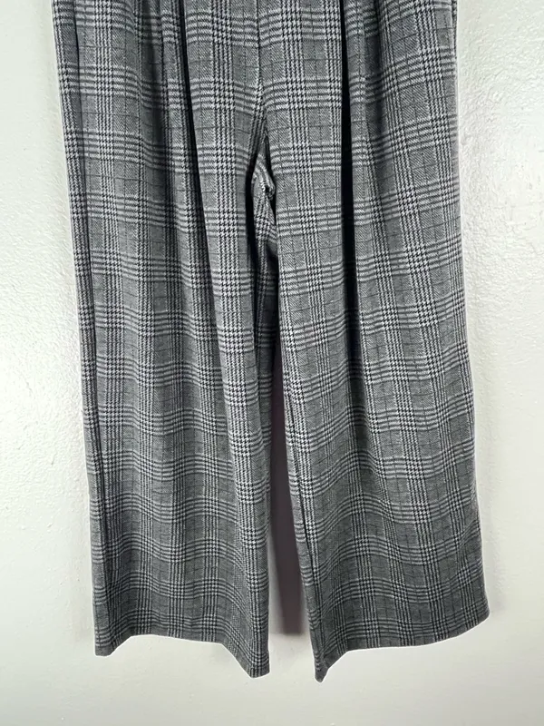 HALARA Gray Plaid Ultra High Rise Wide Leg Pockets Pull On Pants Trousers Large - Image 8
