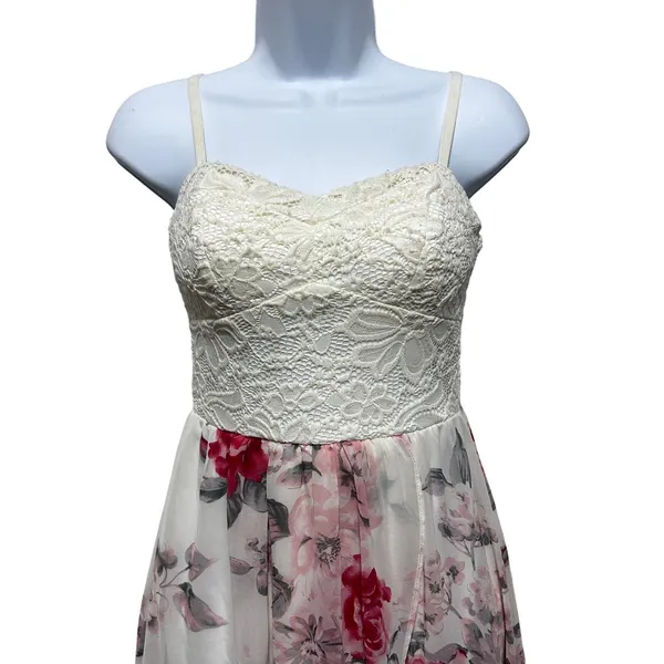 Lily Rose Babydoll Cottage Maxi Dress‎ S Floral Lace Chiffon Y2K Coquette Fairy - Image 4