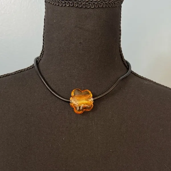 NWT Free People Under the Sea Collar Brown Flower Cord Necklace - Image 5
