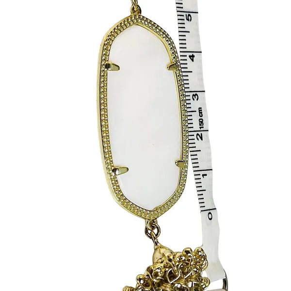 Kendra Scott Rayne Mother of Pearl Gold Tone Tassel Necklace 30" Rope Chain‎ - Image 8
