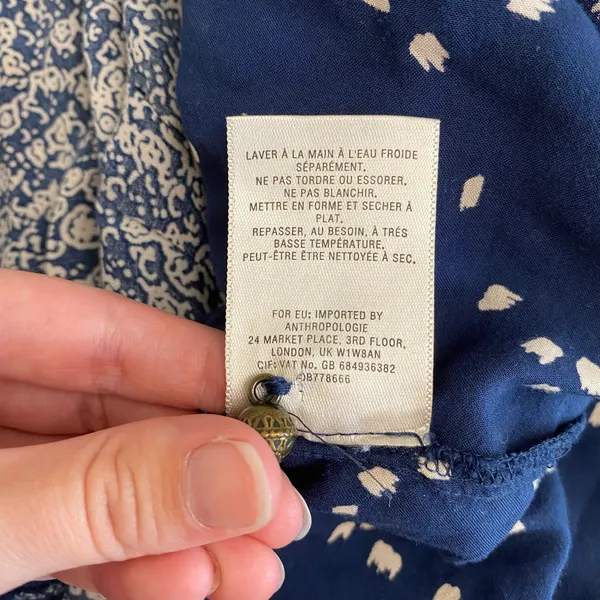 Anthropologie Maeve Hiver Blue 3/4 Sleeve‎ Size 6 Boho Peasant Blouse - Image 7