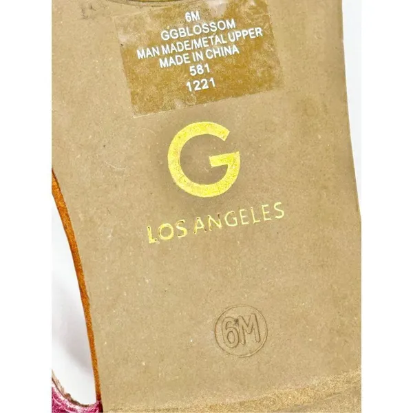 GBG Los Angeles‎ T Strap Sandals Size 6 Pink Gold Logo Ankle Strap - Image 7