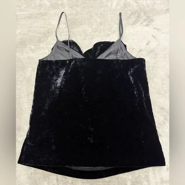 J. Crew Women's Going Out Velvet Ruffle Strappy Cami Tank Top, Black, XXS - Image 4