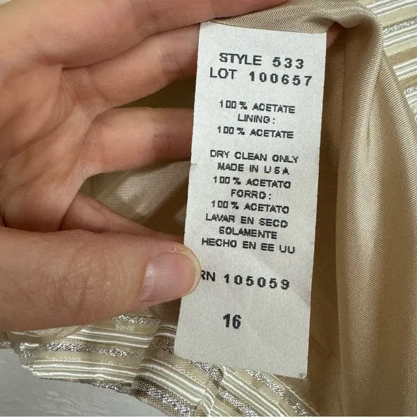 Xscape Gold Striped Blazer Jacket With Shell Womens 14 Set Formal Dressy - Image 15