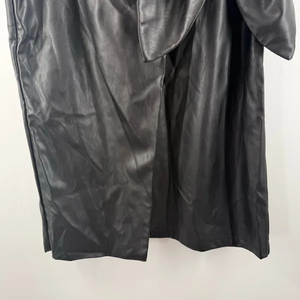 Choosy Skirt SZ Extra Large NWT Black Faux Leather Wrap Midi Bow Tie Waist Vegan - Image 10