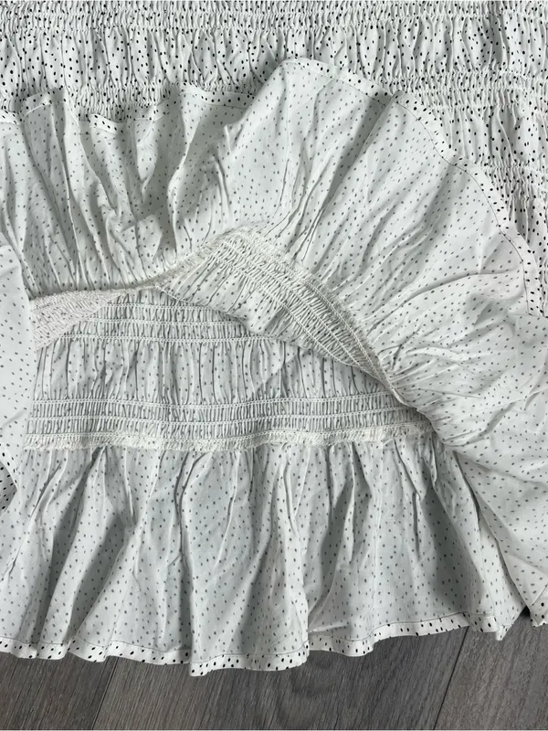 NWT Express White Black Polka Dot Smocked Midi Dress XL Tie Strap - Image 11