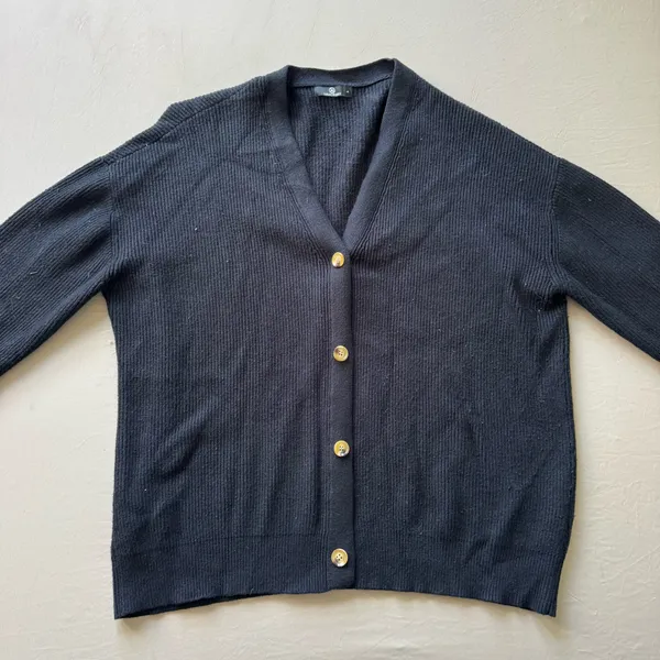 Lillusory Ribbed Knit Cardigan Sweater Blue Size L - Image 3
