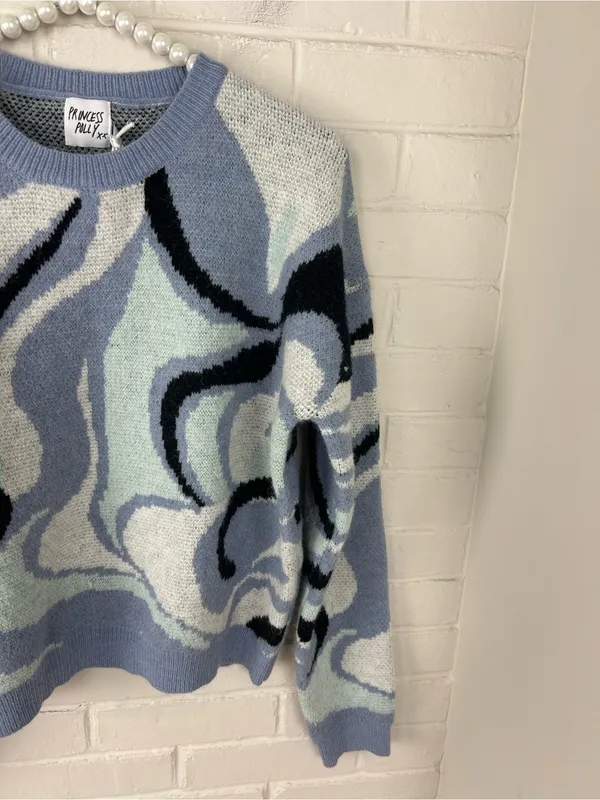 NWT Princess Polly Kailey Knit Jumper Blue Swirl Size XS/S - Image 4