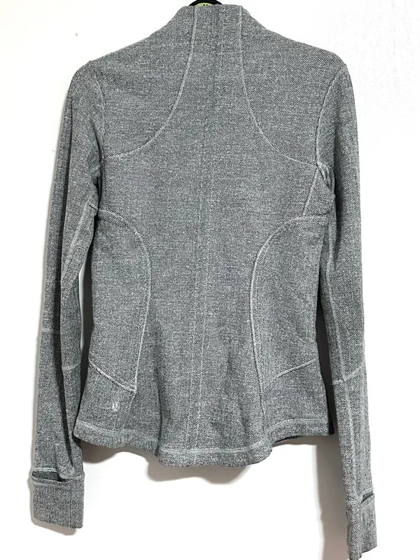 Lululemon Herringbone Define Jacket Womens 6 Gray Thumbholes Full Zip Athletic - Image 3