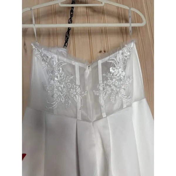 Lulus Eternal Gratitude White Floral Embroidered Strapless Dress Wedding Large - Image 8