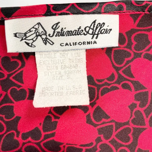 Intimate Affair Womens S Satin Slip Dress Chemise Nightie Hearts‎ Red Y2K Retro - Image 6