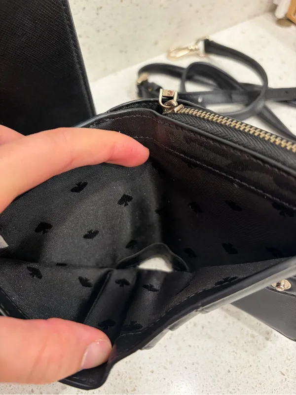 Kate Spade Black Leather Daisy Meow Top Handle Crossbody Bag With Wallet EUC - Image 12